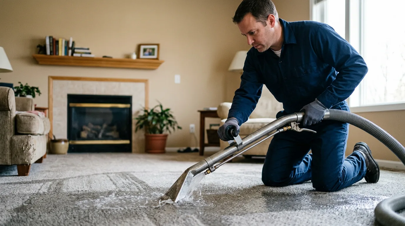 Water damage restoration technician working near Sundown, TX